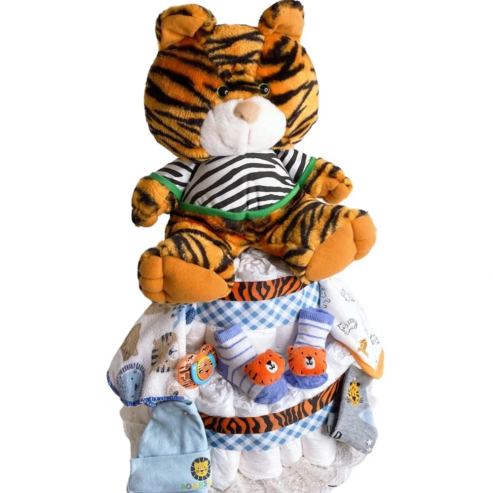 Tiger Diaper Cake, Safari themed